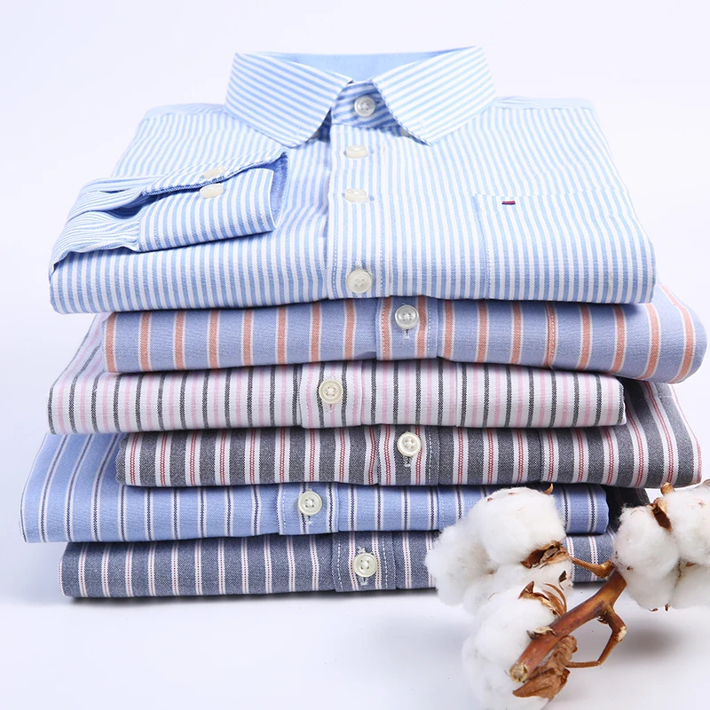 LANGMENG 2018 plus size 5xl Oxford Shirt Men Casual Shirts Long Sleeve Mens High Quality Slim Fit Dress 60% Cotton | Мужская одежда