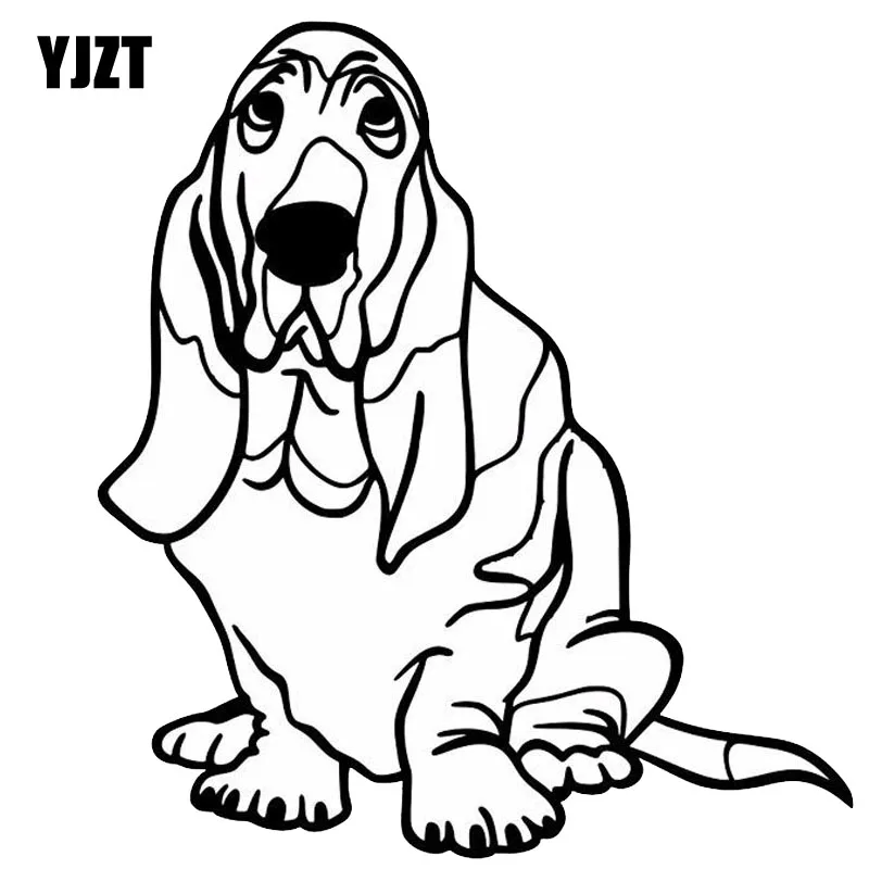 

YJZT 13.7*15.2CM Basset Hound Dog Fashion Animal Reflective Car Stickers Motorcycle Decals Black/Silver C6-1693