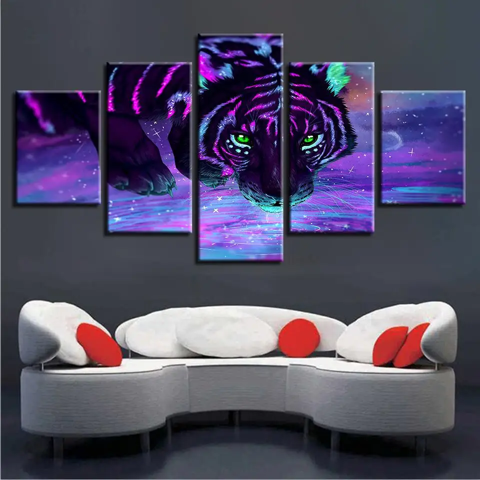 

5D DIY Full Square&round 5pcs Starry sky tiger 5d Diamond Painting Combination diamond Embroidery Mosaic Home Decor painting