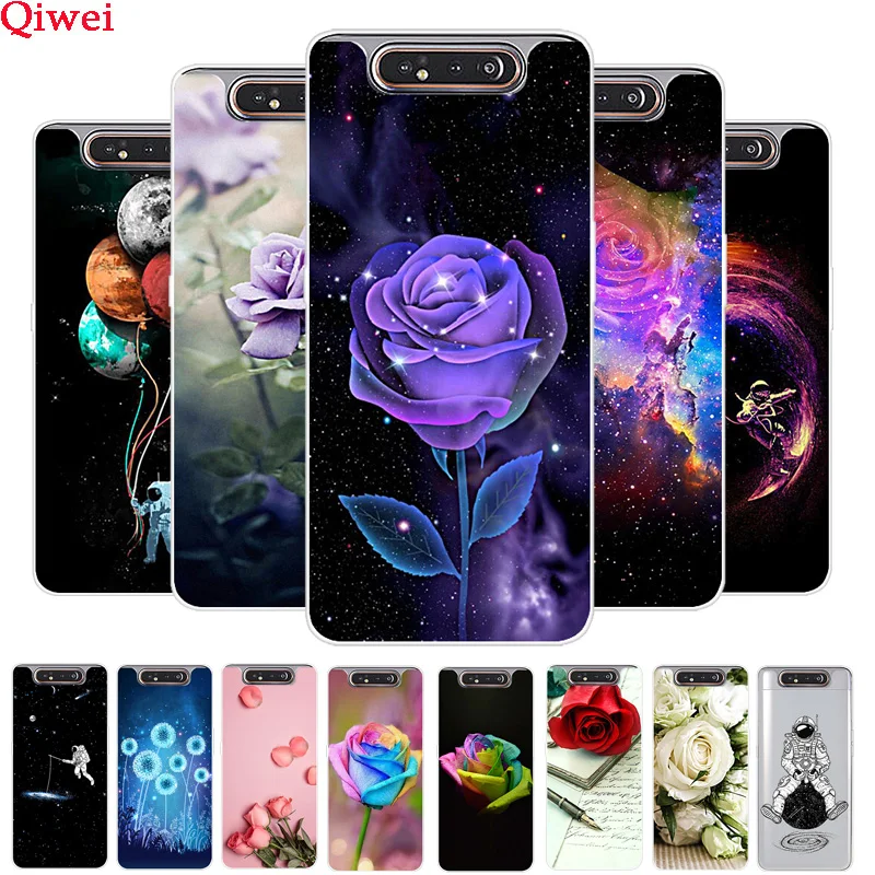 Чехол для телефона Samsung Galaxy A80 силиконовый чехол с цветочным рисунком мягкий из