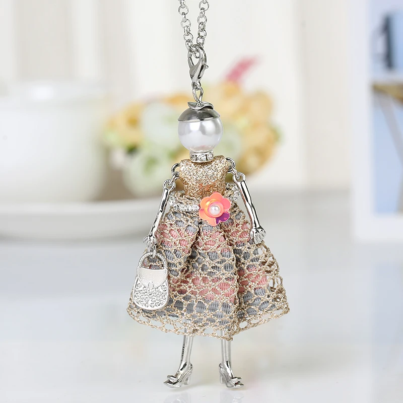 Handmade Statement French Doll Necklaces Maxi Long Chain Pendant Alloy Bohemian News Choker Girls Women Accessories | Украшения и