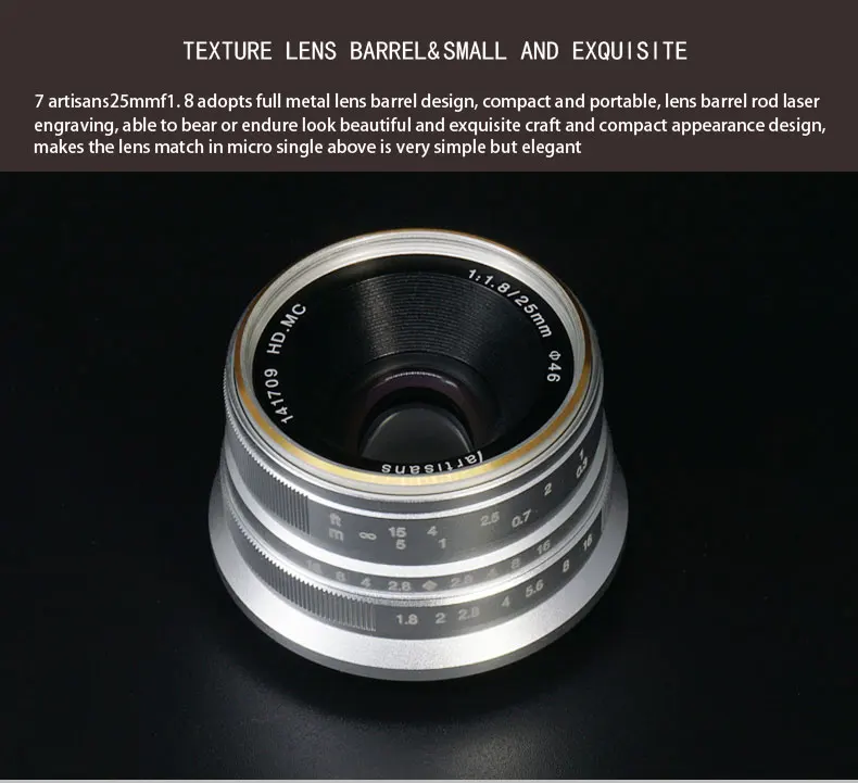 7 ремесленников 25 мм f1.8 портретный объектив APS-C ручной фокусировки для Canon FUJI sony E mount Olympus Panasonic M4/3 крепление A7 A7R III