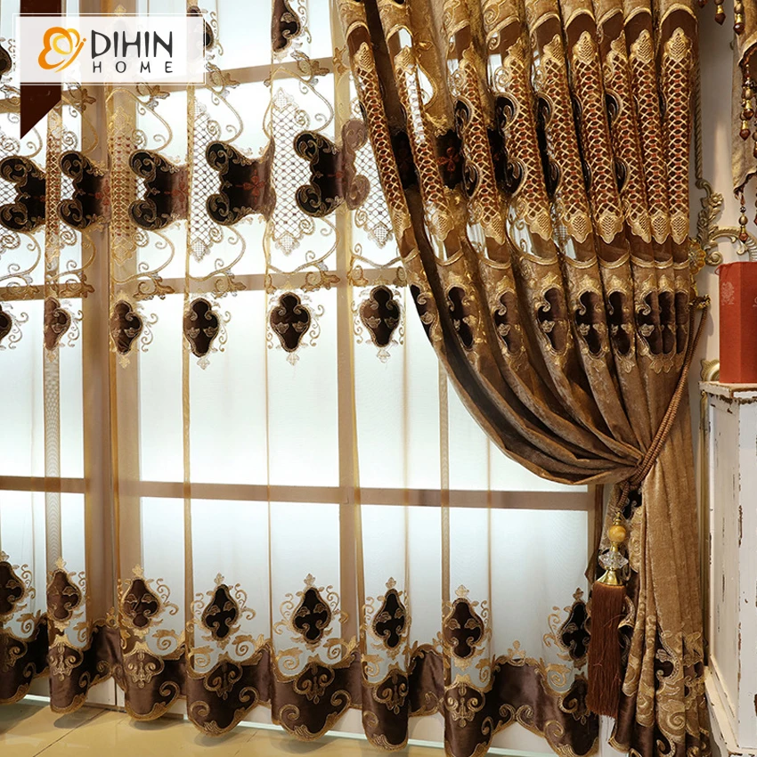 DIHIN HOME 1 шт. Европейский балдахин Роскошные занавески для гостиной s вышитые вуали