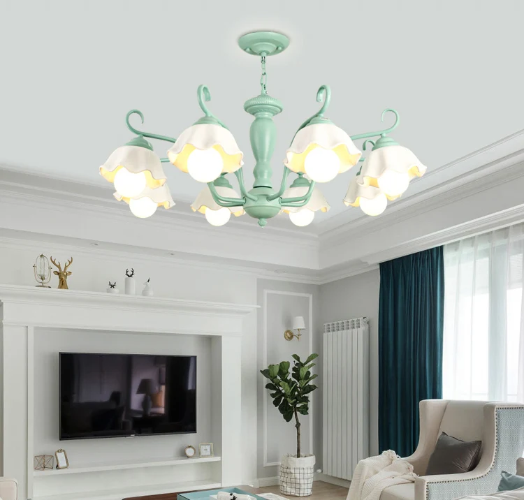 Artpad современный дачный цветочный абажур Hanglamp розовый зеленый белый скандинавский подвесной светильник для спальни гостиной Кабинета светодиодный