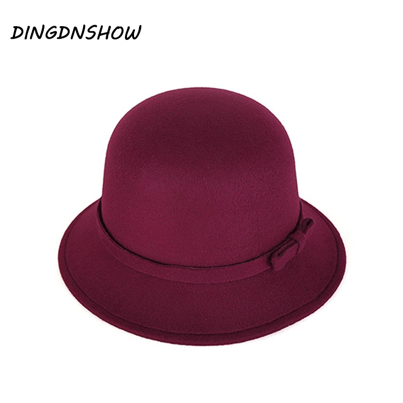 [DINGDNSHOW] 2019 брендовая фетровая шляпа винтажная из шерсти с бантом цветочным узором