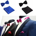 Набор галстуков, Мужская одежда, аксессуары, галстуки-бабочки, карманное полотенце, однотонный полиэстер, платок с изображением бабочек