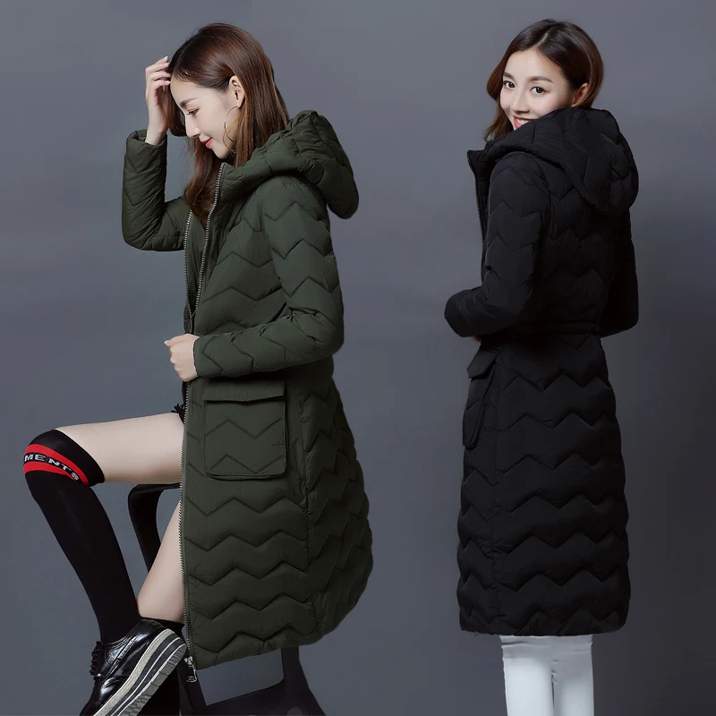 Женское Брендовое утепленное хлопковое пальто с капюшоном новинка зимы 2018