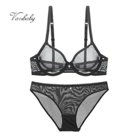 varsbaby new ultra thin mesh lace sexy lingerie women transparent gather plus size bra sets