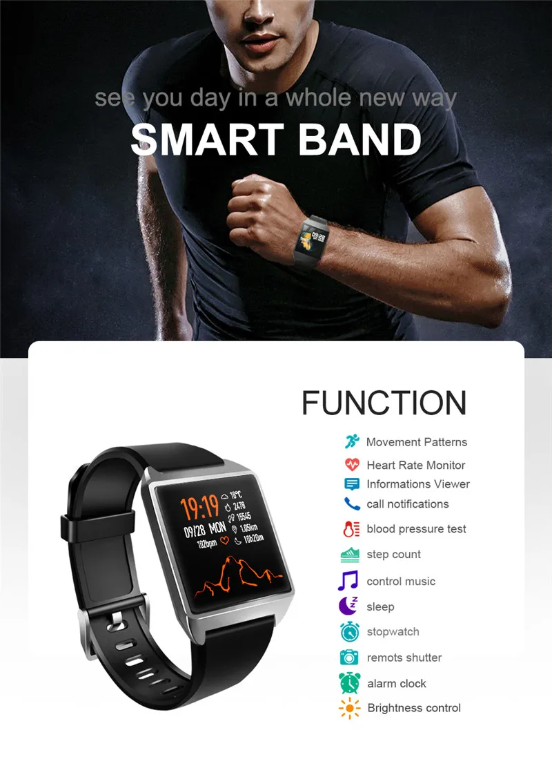 W1S Смарт часы для мужчин и женщин 1," ips цветной экран Smartwatch Шагомер монитор сердечного ритма кровяное давление браслет