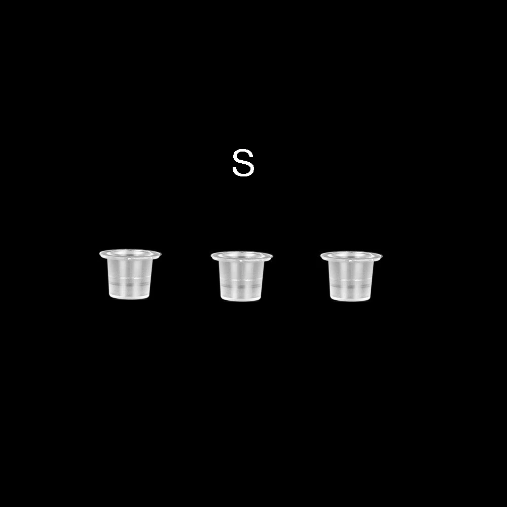 S 50Pcs Plastic Disposable Tattoo Ink Cups For Permanent Tattoo Makeup Makeup Pigment Container Caps Disposable Accessories - Цвет: S
