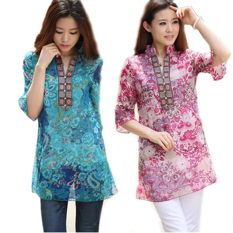 

2018 Summer Women Shirt Blouse Fashion Chiffon Half Sleeve Floral Casual Top Plus size 5XL Embroidery Woman Tunic Blouses 2020