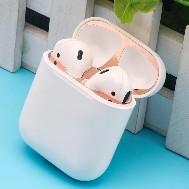 Внутренняя металлическая Пылезащитная наклейка для Apple AirPods чехол Накладка Air Pods