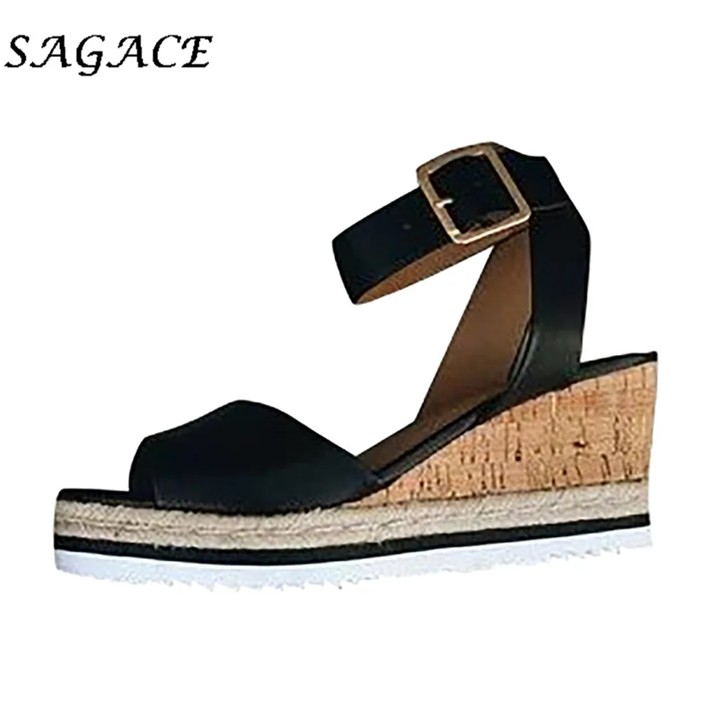 SAGACE/Женская обувь с пряжкой Сандалии на танкетке Резиновые пляжные сандалии