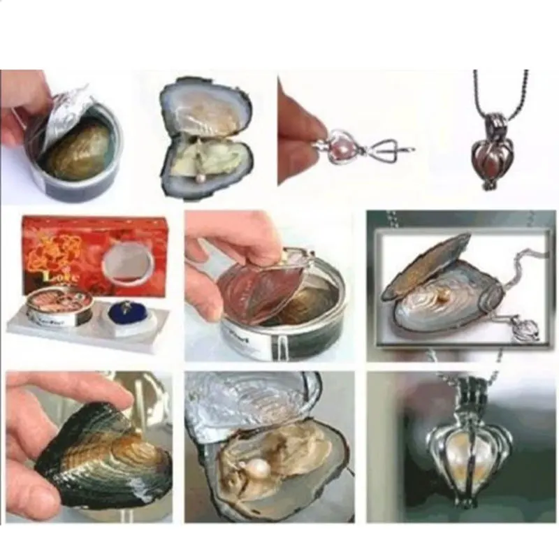 Натуральная устричная жемчужное ожерелье подвески ювелирные изделия 1 комплект