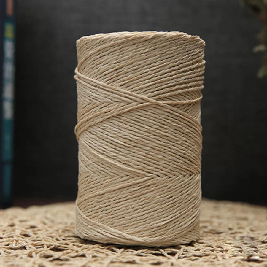 khaki Горячая 500 г/лот соломенная пряжа из рафии летняя шляпа пряжа крючком пряжа для шляп ручной работы корзины ручной работы - Цвет: khaki