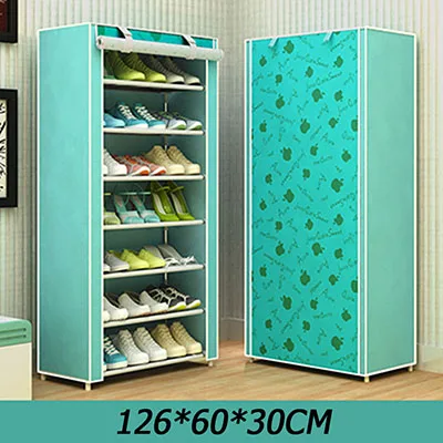 60x30x126cm Мультипликационный узор, многослойный пылезащитный Тканевый шкаф для обуви, самодельный домашний стеллаж для хранения обуви, Простая подставка для обуви, домашняя мебель - Цвет: 60x30x126cm