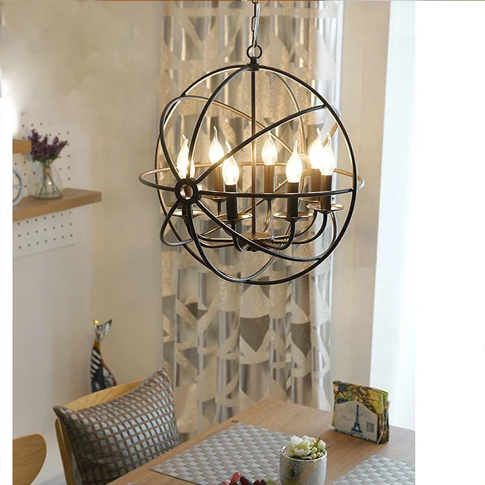Уникальный подвесной светильник в виде черного шара американском стиле