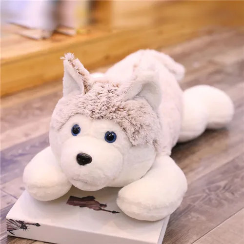 Кофе 60/90 см гигантские новая симуляция Хаски Мягкие плюшевые куклы Детские милые лежащий хаски собаки мягкая подушка игрушки в подарок на день рождения для детей - Цвет: Кофе