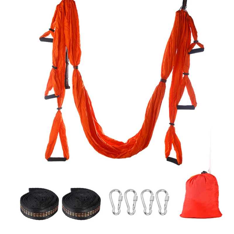 Full Set 6 Handles Anti-gravity Aerial Yoga Hammock Flying Swing Trapeze Yoga Inversion Exercises Device Home  Hanging Belt