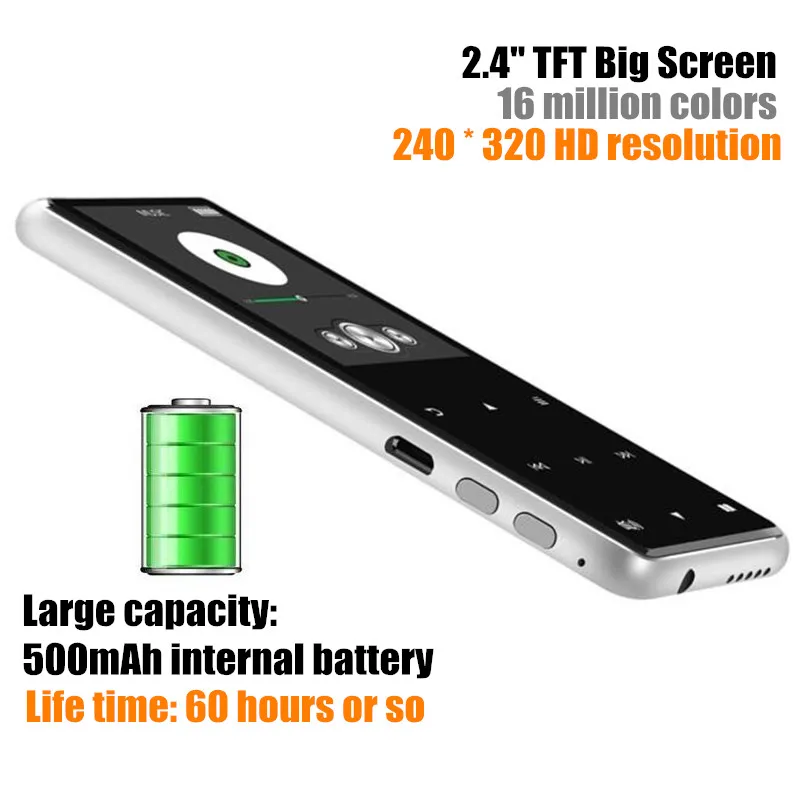 2," беспроводной Bluetooth 4,1 HiFi HD MP3 MP4 плеер, без потерь стерео Бас микрофон наушники, кабель быстрой зарядки, динамик FM Запись и TF слот
