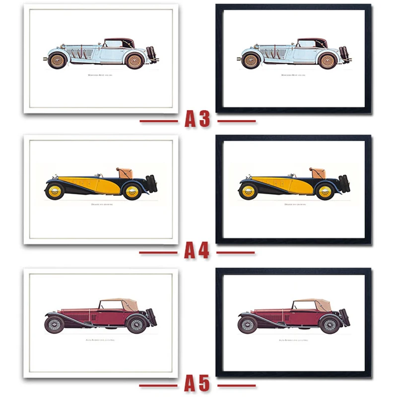 Картина маслом на холсте в стиле ретро Классические автомобили настенные