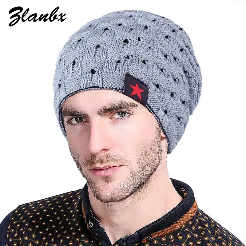 Громоздкая мешковатые шапочка зимняя Шапки для Для мужчин теплый Skullies шапочки