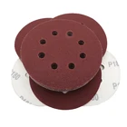 10 шт., 5-дюймовые 125 мм красные дисковые Крючки из оксида алюминия с 8 отверстиями шлифование наждачной бумагой, от 60 до 2000 гритов