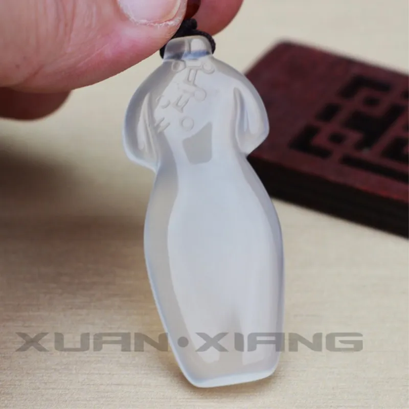 2018 Ladies Necklace Pendant Natural White Chalcedony Chinese Style Famous Cheongsam Gift for Women Fashion Jewelry | Украшения и