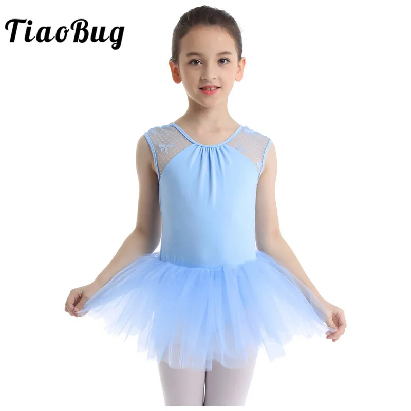 

TiaoBug Kids Girls Professional Ballet Tutu Dance Dress Lace Back Gymnastics Leotard Children Stage Performance Dance Costume