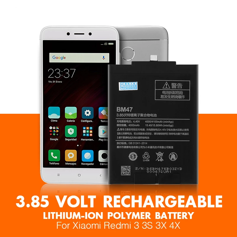 Оригинальная батарея BM47, для Xiaomi Redmi 4X3 S, 3X3, запасная батарея для зарядки, 4000 мА/ч, литий-полимерная батарея большой емкости