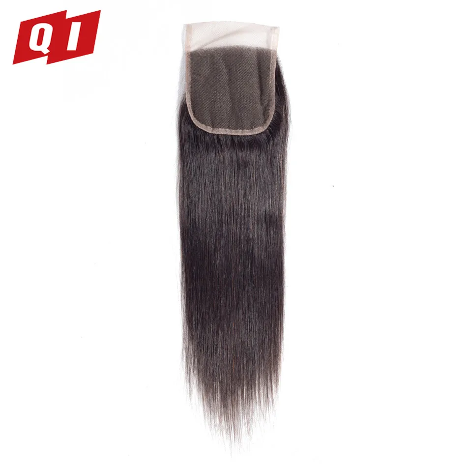 QI волосы 100% малазийские не Реми человеческие пучки с закрытием прямые волны 4