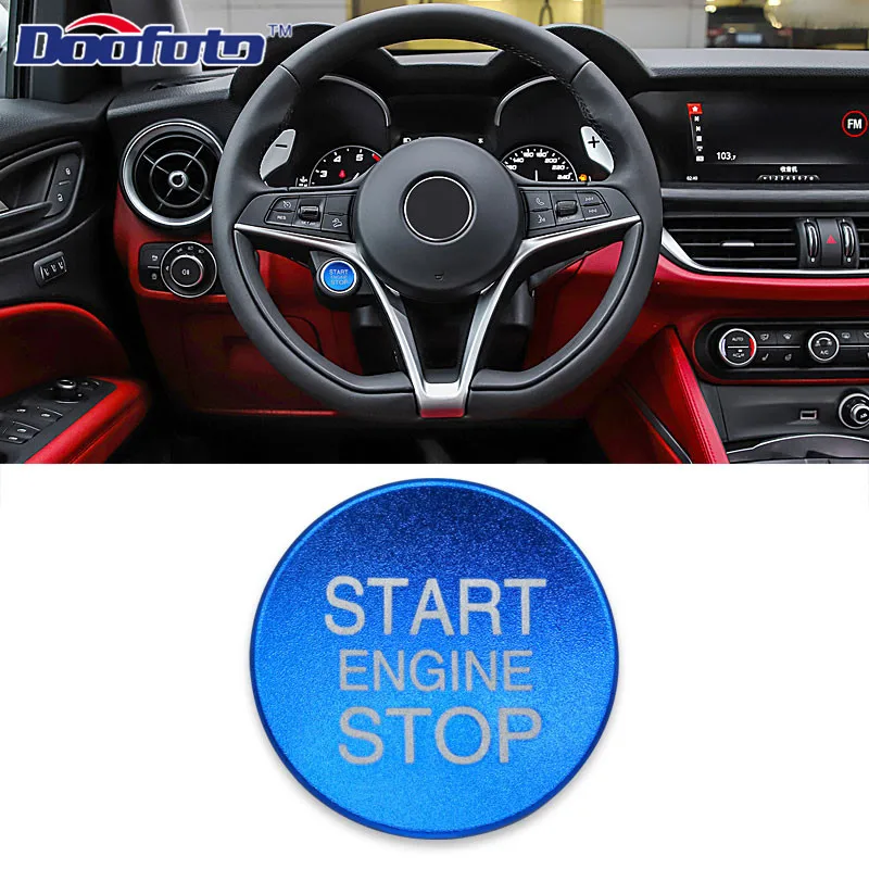 Button Cover Blue Doofoto наклейки для стайлинга автомобилей кнопка запуска двигателя чехол для Alfa Romeo Giulietta Stelvio 159 Giulia автомобильные аксессуары Чехлы - Цвет: Button Cover Blue