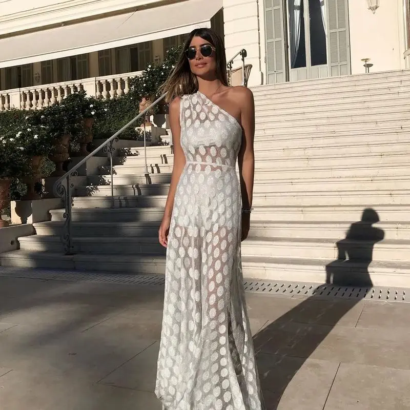 Женское платье без рукавов Vestidos Mujer сексуальное с одним плечом и оборками 2019 |
