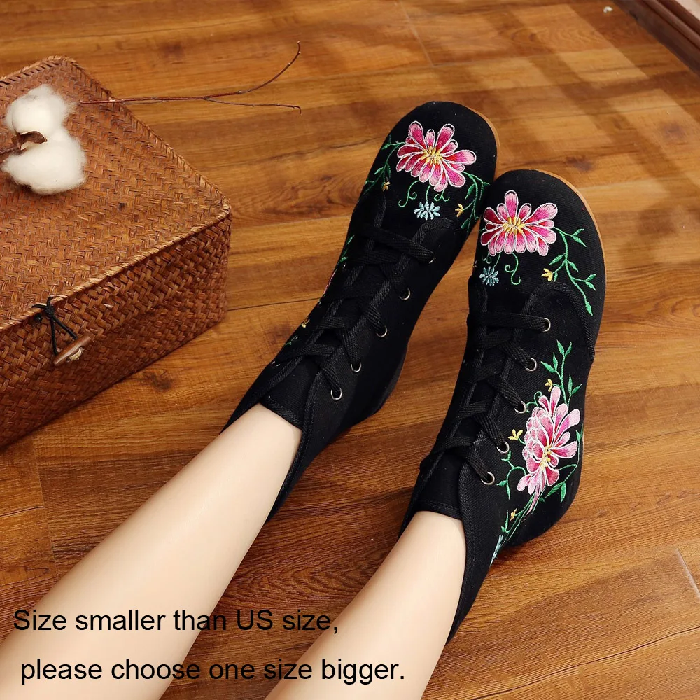 Женская Тканевая обувь на плоской подошве с вышивкой в этническом стиле