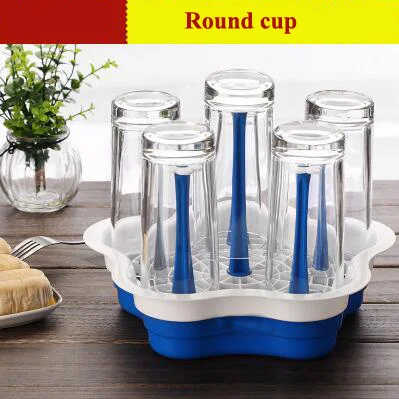 round blue Drixon Бессвинцовая Модная Бытовая стеклянная кружка для пива набор 6 с держателем чайная чашка персонализированные чашки для напитков чашки для воды беспластовый бар набор - Цвет: round blue