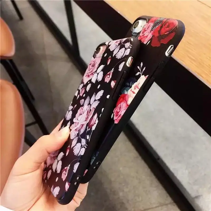 Люкс Ретро Розы Телефон Case Для iphone 7 плюс 6s 6 Плюс 5S 5 SE Розовая Роза Цветы Шаблон Soft