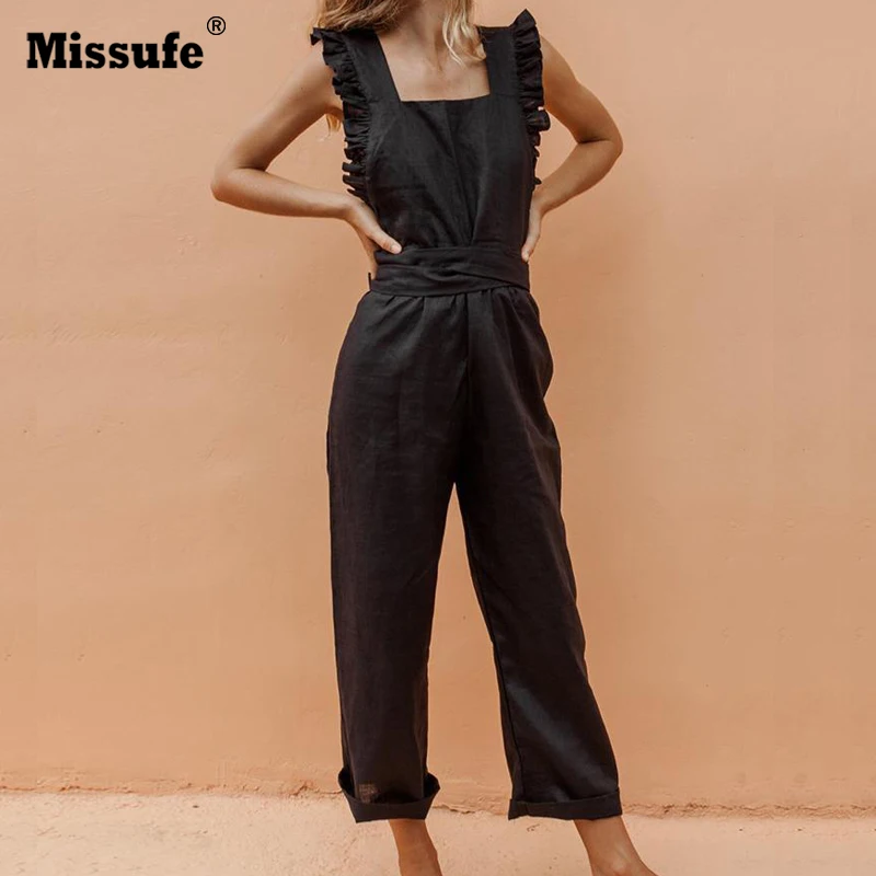 Женский комбинезон Missufe на бретелях с квадратным воротником сексуальный