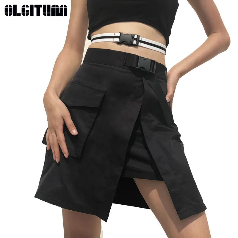 

New 2020 Summer Female Skirt Hip Hop Cool Girl Slim Temperament Women Irregular Skirt Short Skirt SK434
