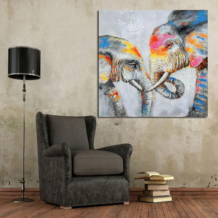 Бесплатная доставка 100% ручная роспись абстрактный слон картина маслом
