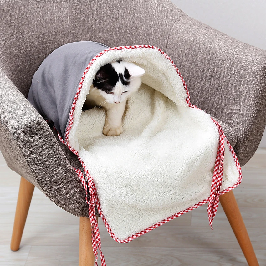 Кошка дом теплые зимние спящие коты сумки хлопок флис мягкий ПЭТ одеяло кошка