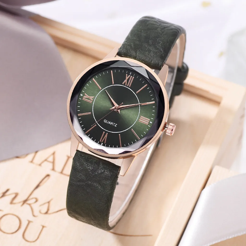 Брендовые новые кварцевые часы для женщин с кожаным ремешком Корейская версия