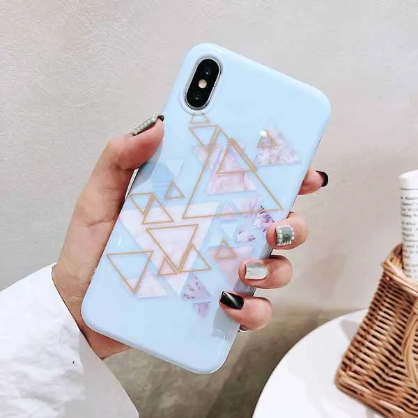 h LOVECOM мраморный чехол для телефона для iPhone 11 Pro Max XS Max XR XS 6 6S 7 8 Plus X геометрический треугольник мягкий IMD чехол для телефона подарки - Цвет: h
