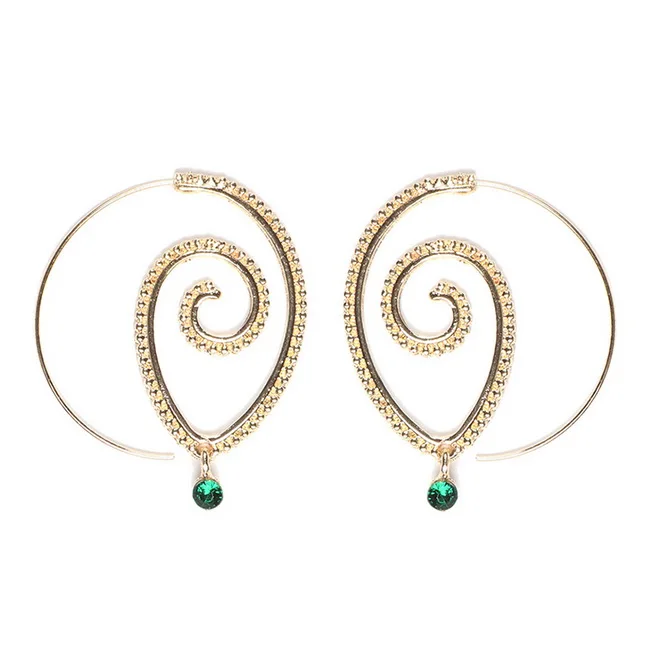 Hoop Earring Горячая Распродажа, Большие Спиральные серьги-кольца для женщин, подарок, Преувеличенные ювелирные изделия, золотой цвет, цыганский родовой этнический вихрь, серьги L4E636 - Окраска металла: Hoop Earring