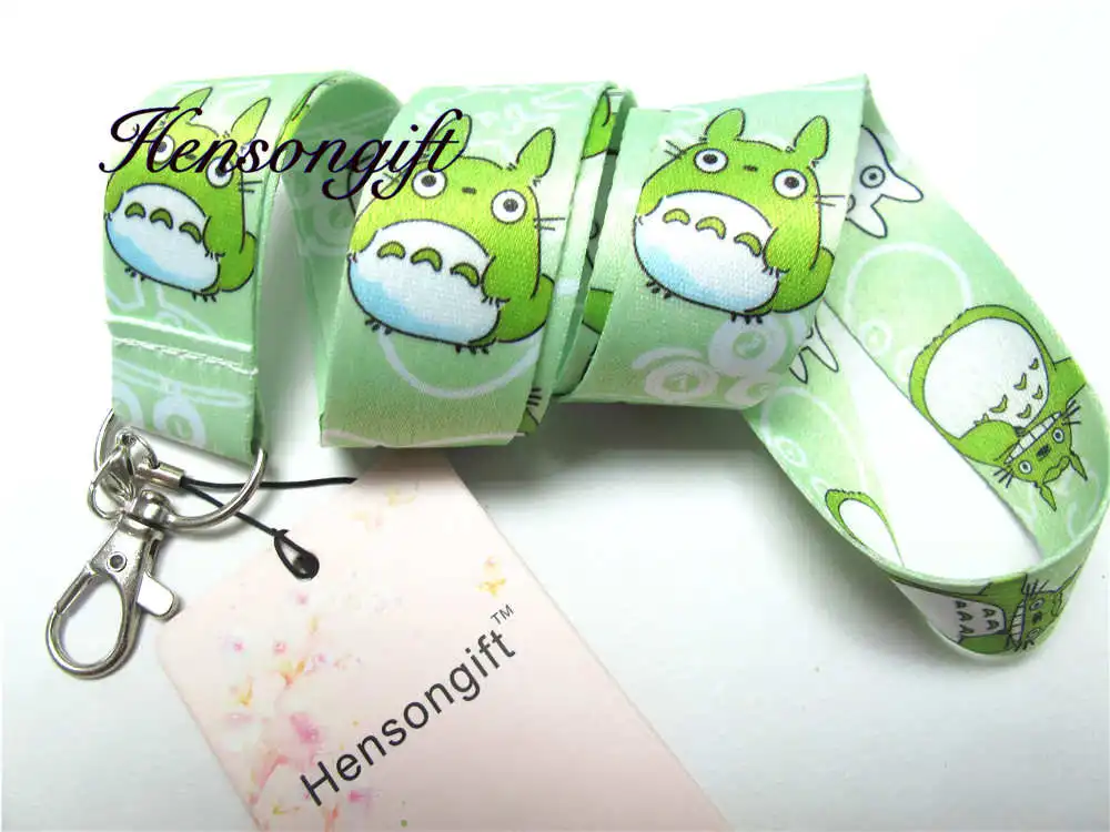 Розово-красный Hensongift мальчик Тоторо значок ремешок для ключей японского аниме ремешки на шею для мобильного телефона мультфильм брелки прекрасный подарок для детей - Цвет: Розово-красный