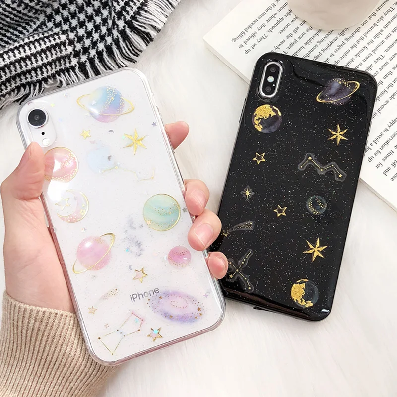 WOTP модные блестящие чехлы с космическими планетами для телефонов iphone 11 11Pro Max X XS 7