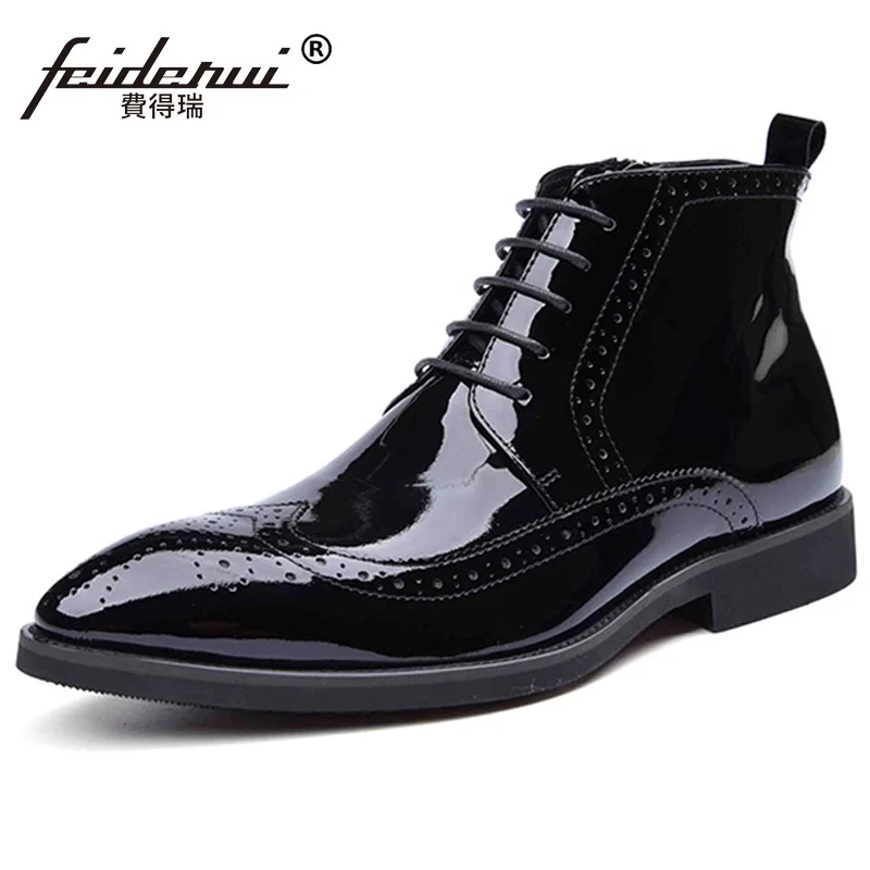 Броги мужские в британском стиле свадебные туфли оксфорды резные с закрытым