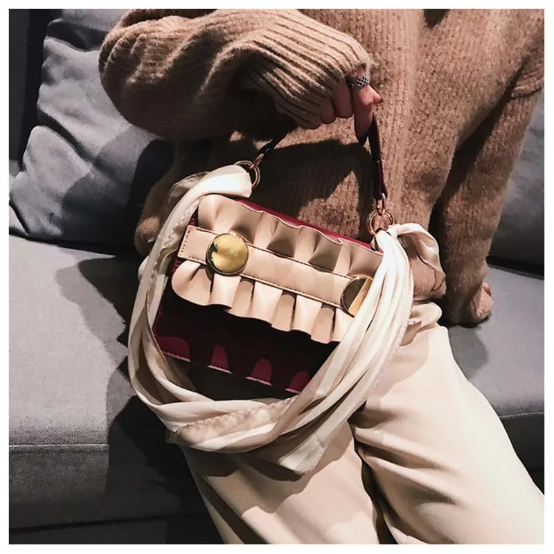 Moeluohouse шарфы для женщин Ruched оборками сумки Tote плеча Corssbody сумка откидной крышкой
