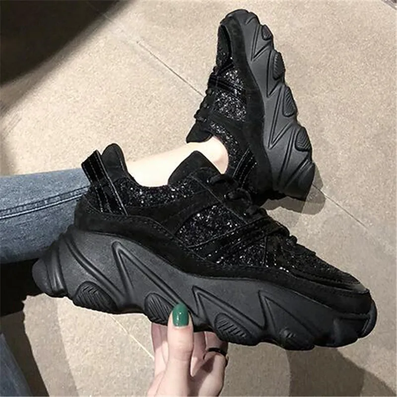 Bling массивные кроссовки Женские Женская обувь на платформе Кроссовки