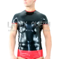 mens rubber latex tights tee shirt t shirt costume