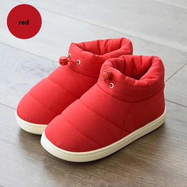 red Новое поступление; теплые хлопковые женские тапочки; теплые плюшевые зимние меховые тапочки; мягкая комнатная обувь на плоской подошве; домашние тапочки - Цвет: red